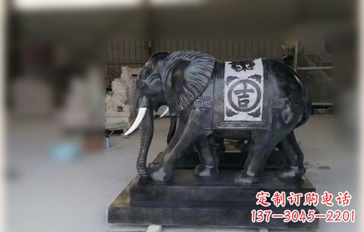 泰州中国黑石材大象雕塑