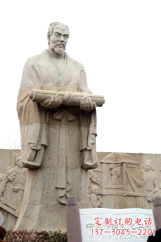 泰州中国历史名人北宋绘画大师清明上河图画家张择端汉白玉石雕像