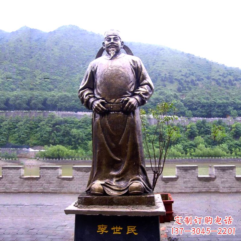泰州中国历史名人唐初著名帝王李世民铸铜雕像