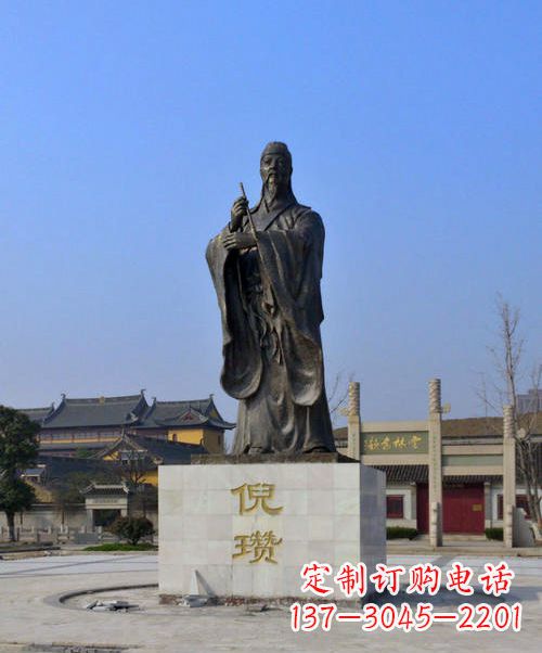 泰州中国历史名人元末明初画家诗人倪瓒铜雕塑像