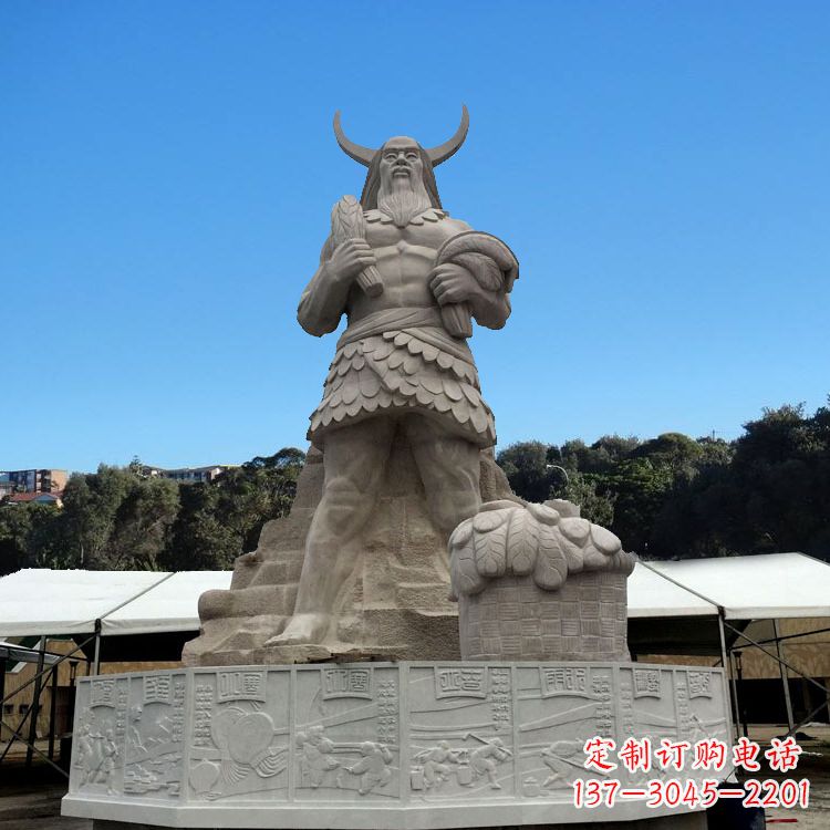 泰州中国上古人物人文初祖汉白玉神农雕像
