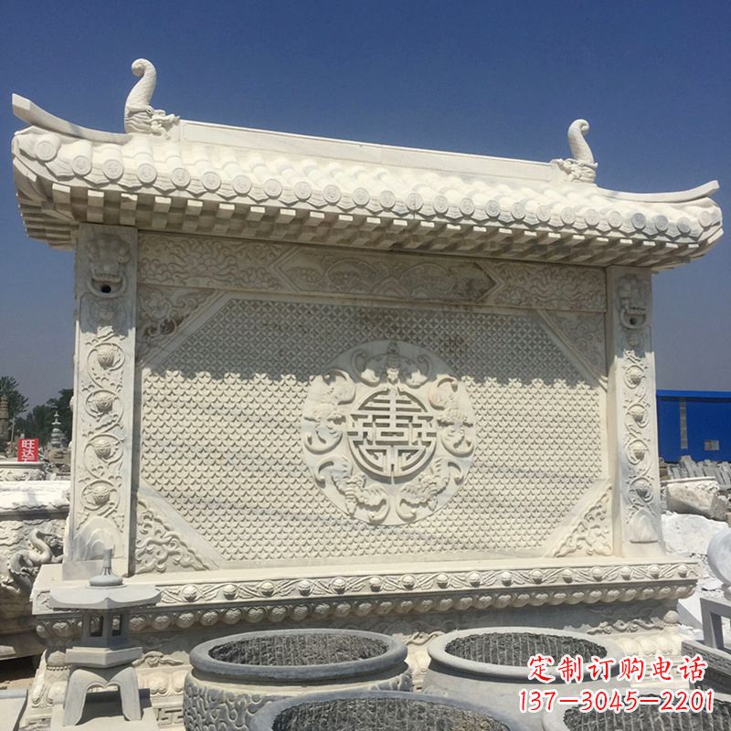 泰州中式庭院影壁石雕-中国古建大门萧墙