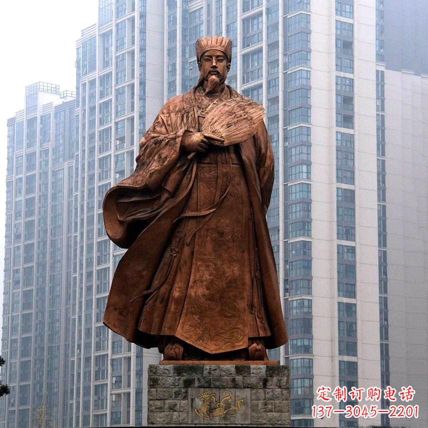 泰州诸葛亮城市景观铜雕像-中国古代著名人物三国谋士卧龙先生雕塑