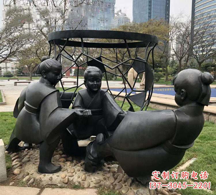 泰州铸铜公园司马光砸缸儿童雕塑
