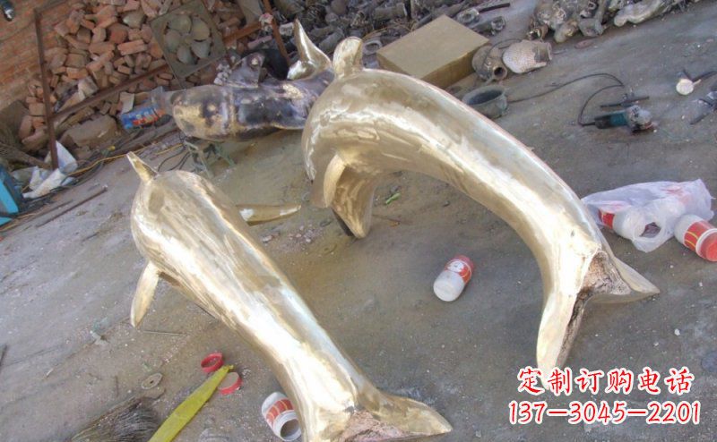 泰州铸铜海豚公园动物铜雕