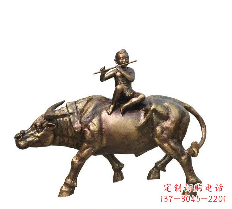 泰州铸铜牧童牛雕塑