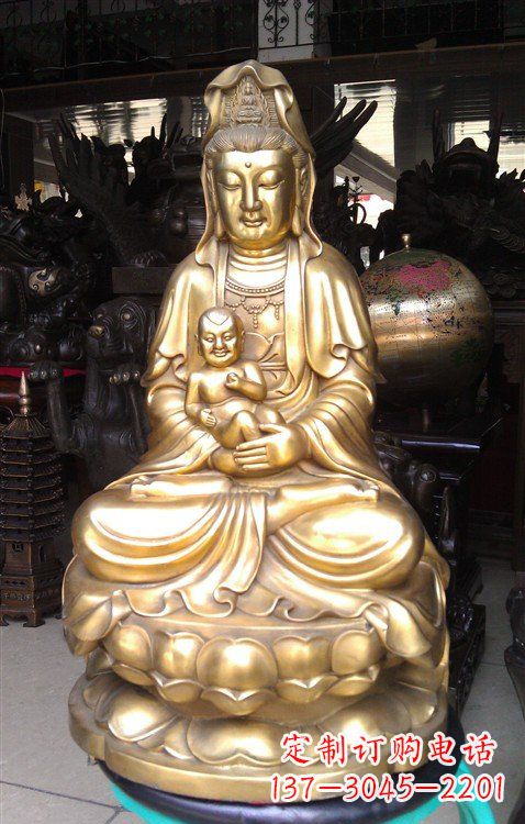 泰州铸铜送子观音雕塑