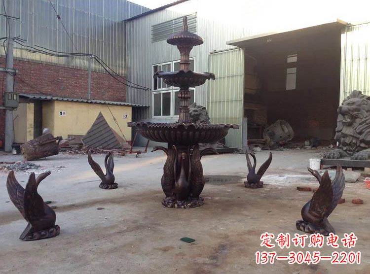 泰州铸铜天鹅喷泉雕塑