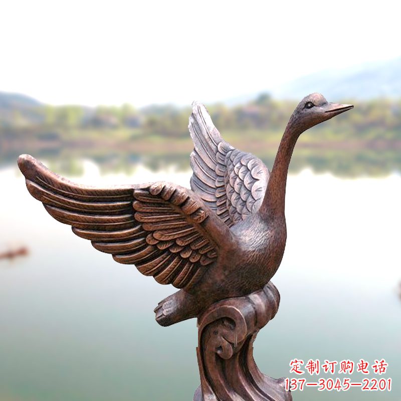 泰州铸铜天鹅景观摆件