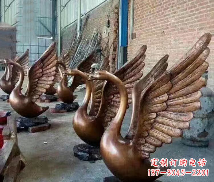 泰州铸铜天鹅喷水动物喷泉雕塑