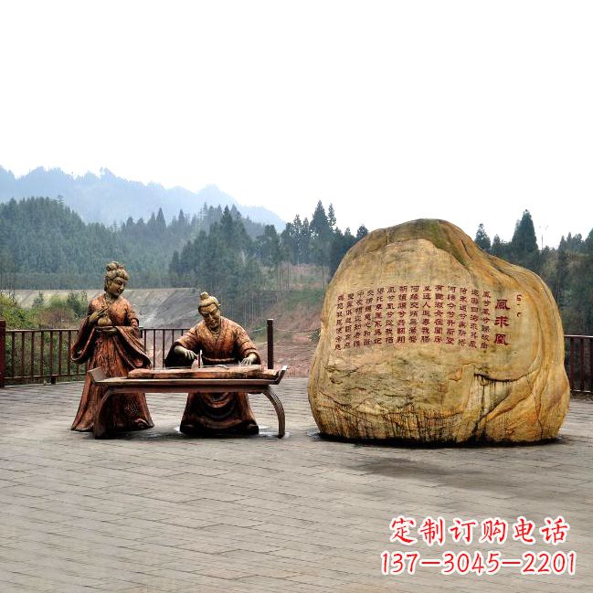 泰州卓文君与司马相如凤求凰公园景观雕塑-历史典故人物情景雕塑