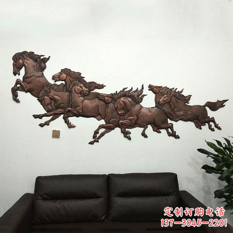 泰州紫铜马儿浮雕装饰画