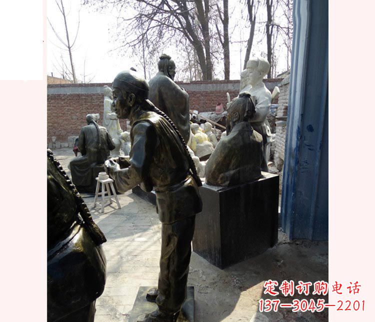 泰州作揖的店小二铜雕